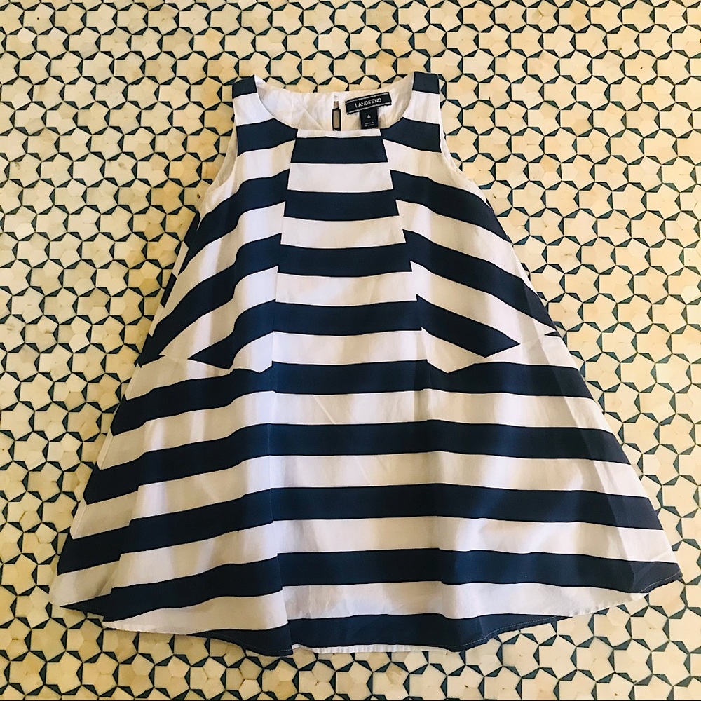 Lands’End Blue/White Trapeze Dress 6